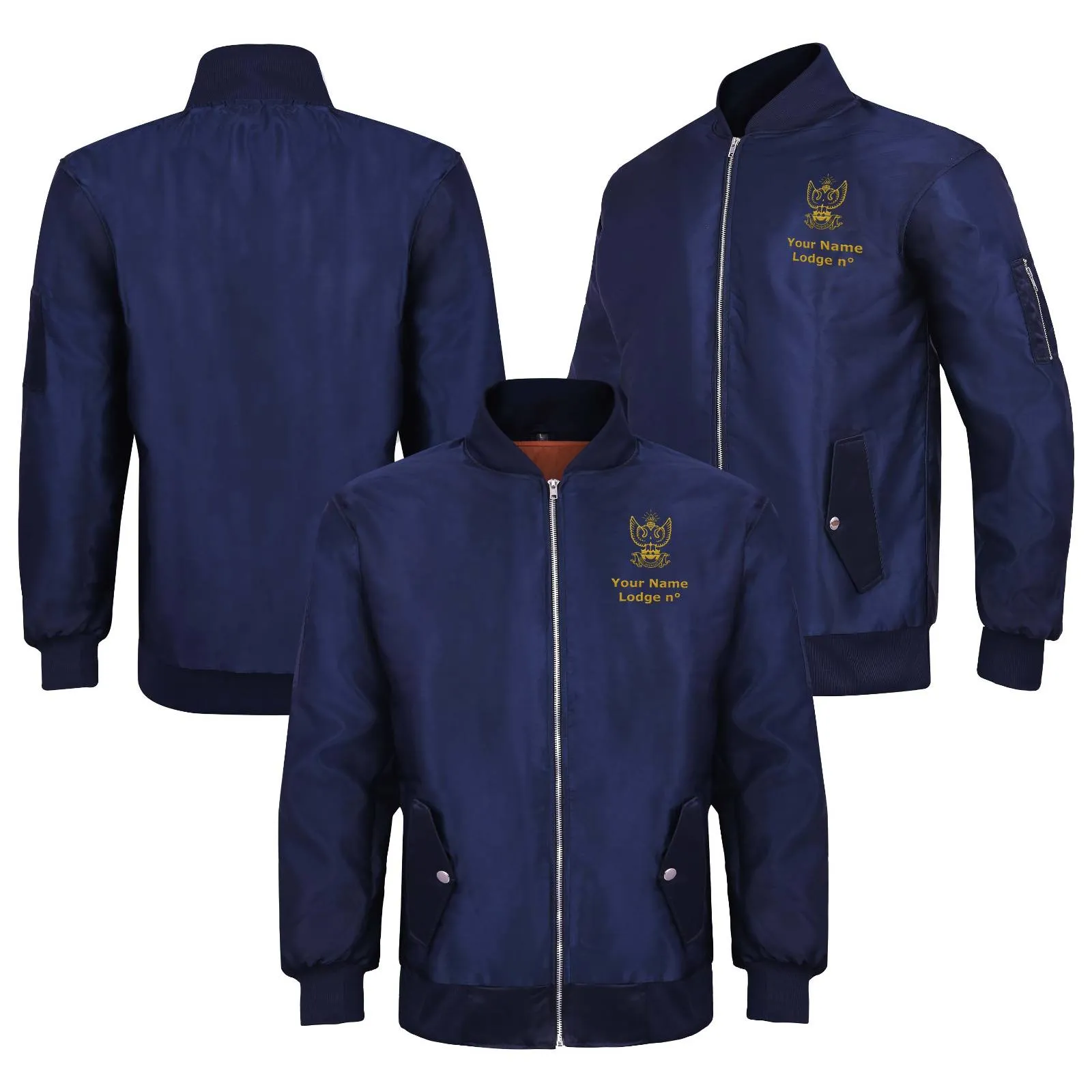 33rd Degree Scottish Rite Jacket - Wings Up Nylon Blue Color With Gold Embroidery