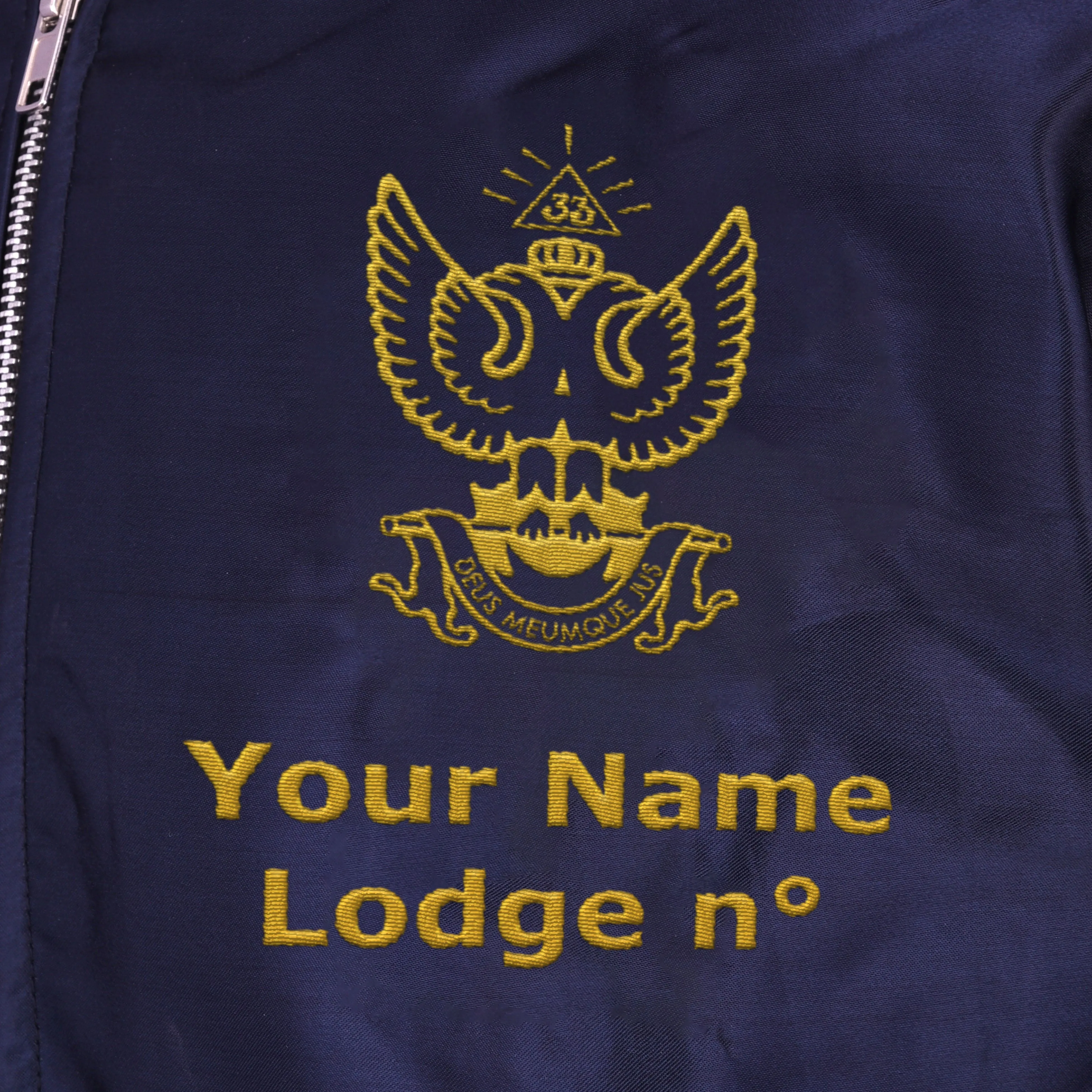 33rd Degree Scottish Rite Jacket - Wings Up Nylon Blue Color With Gold Embroidery