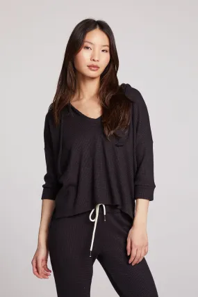 3/4 Sleeve Split Side Licorice Dolman Hoodie