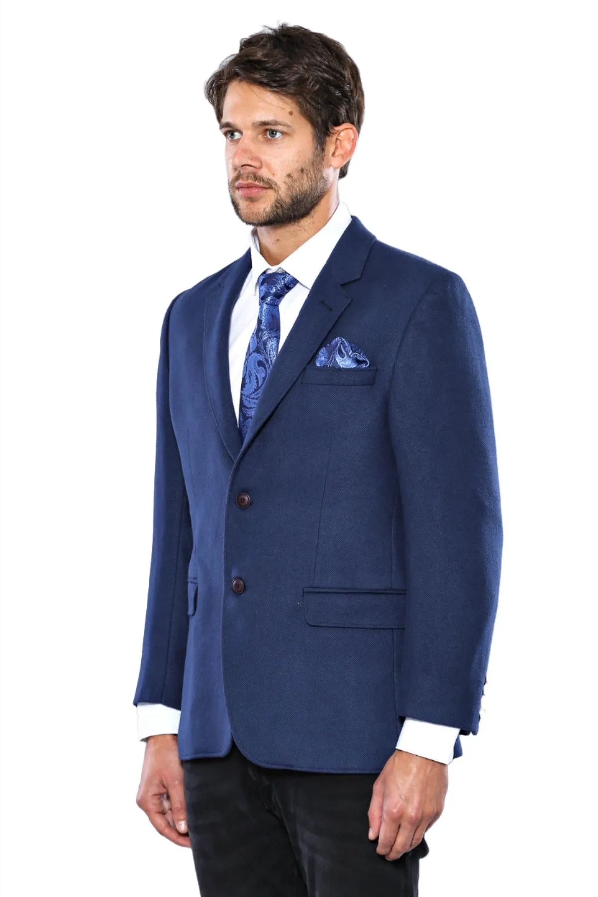 4 Drop Cachet Sax Blue Men Blazer - Wessi