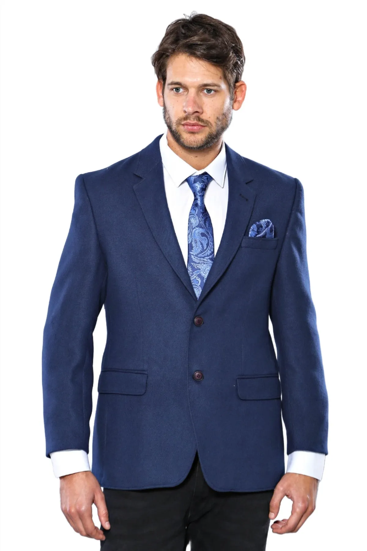 4 Drop Cachet Sax Blue Men Blazer - Wessi