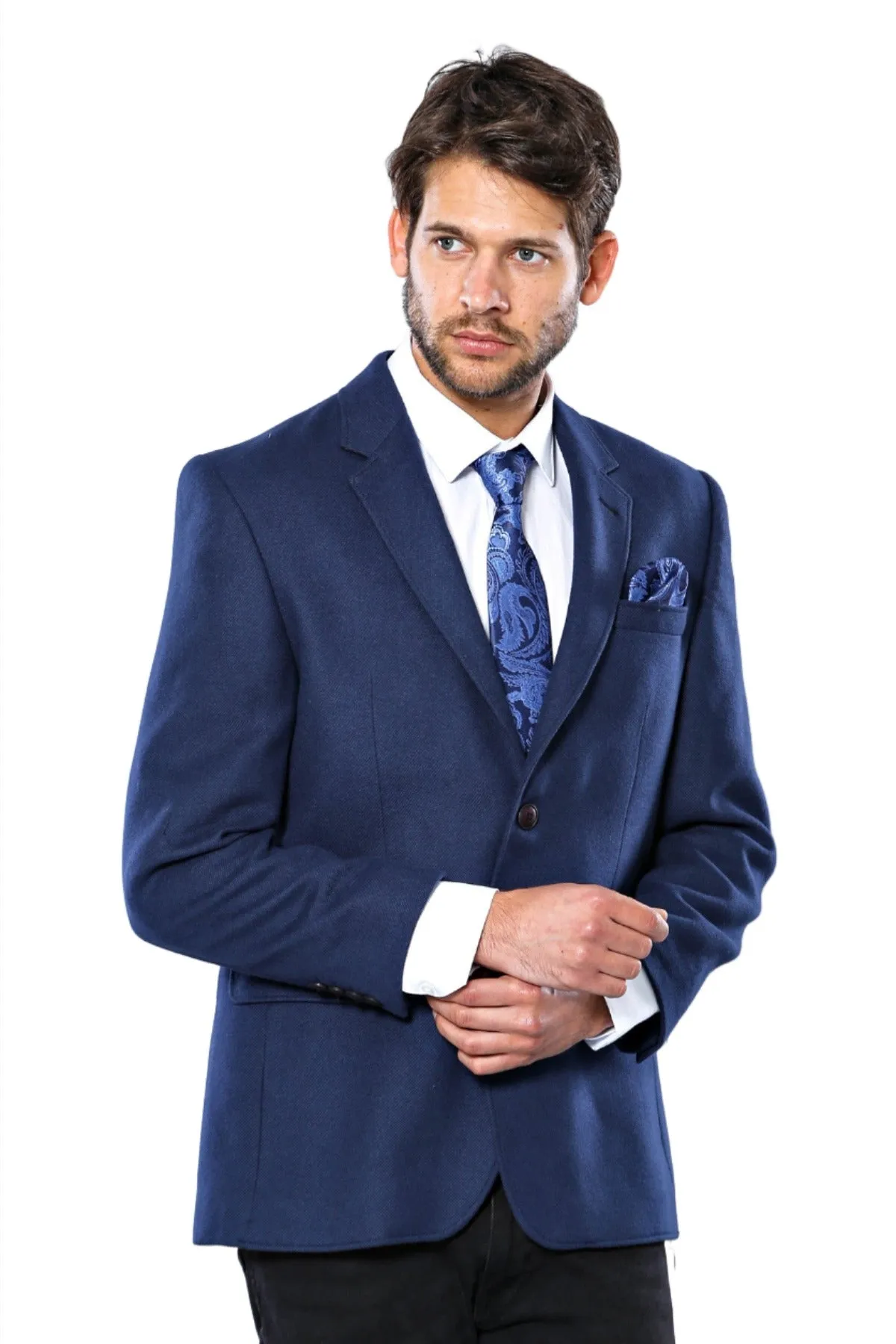 4 Drop Cachet Sax Blue Men Blazer - Wessi