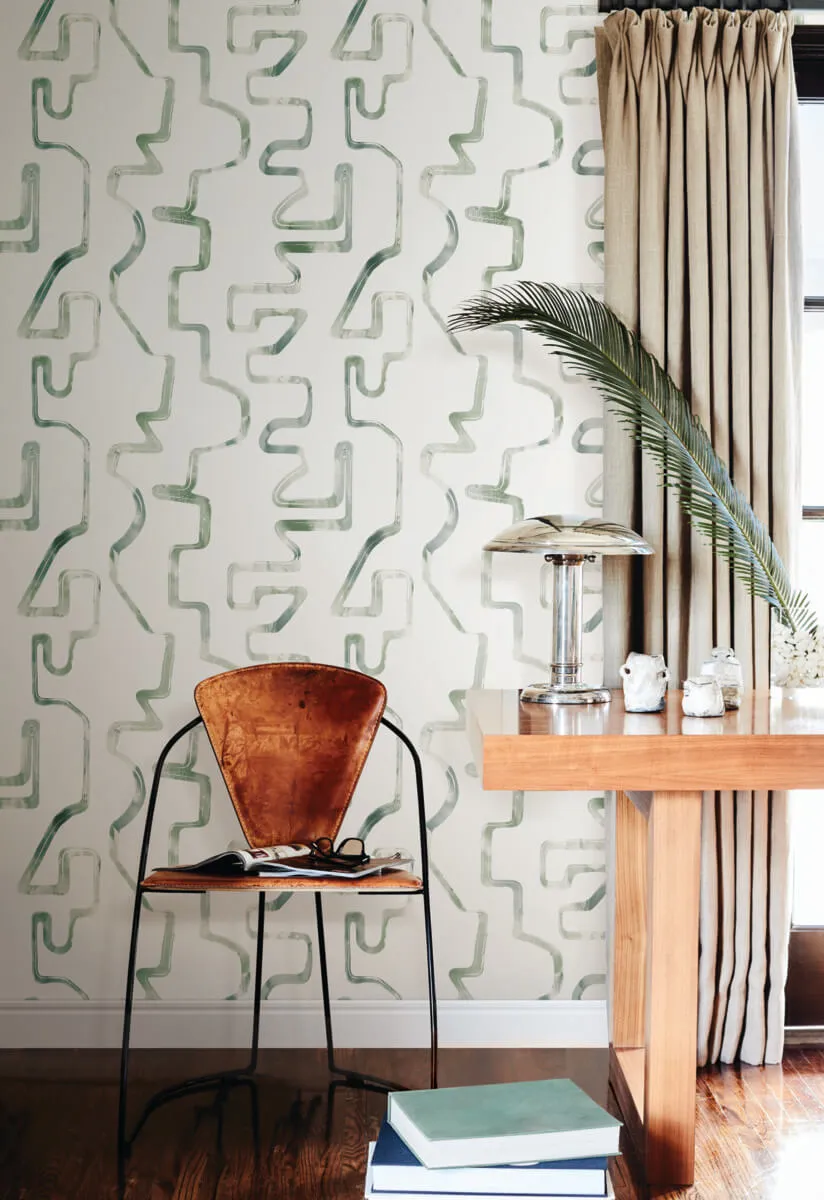 Abstract Aura Wallpaper in Green & Grey