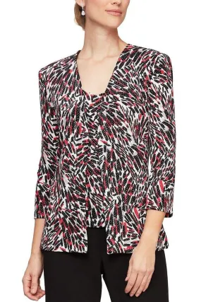 Alex Evenings V-Neck Sleeveless Embellished Jersey Top with Matching Jacket