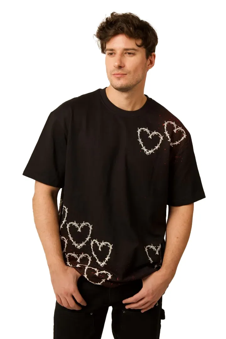 'ALL YOU NEED IS LOVE' BLACK PUFF SPLATTER TEE