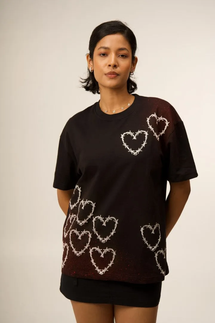 'ALL YOU NEED IS LOVE' BLACK PUFF SPLATTER TEE