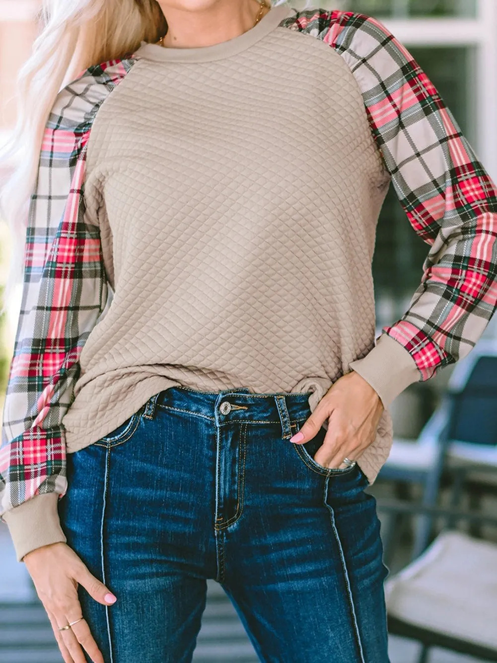 Alluring Plaid and Knit Pullover