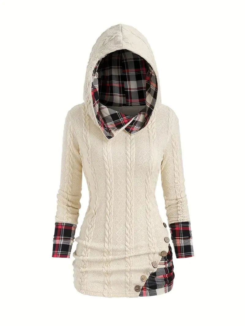 Alluring Plaid and Knit Pullover