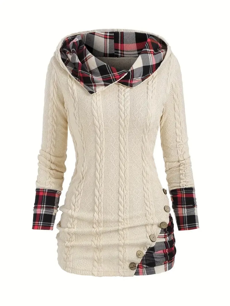 Alluring Plaid and Knit Pullover