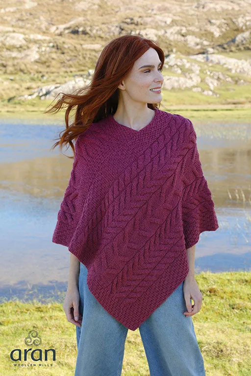 Aran Merino Wool Knit Poncho