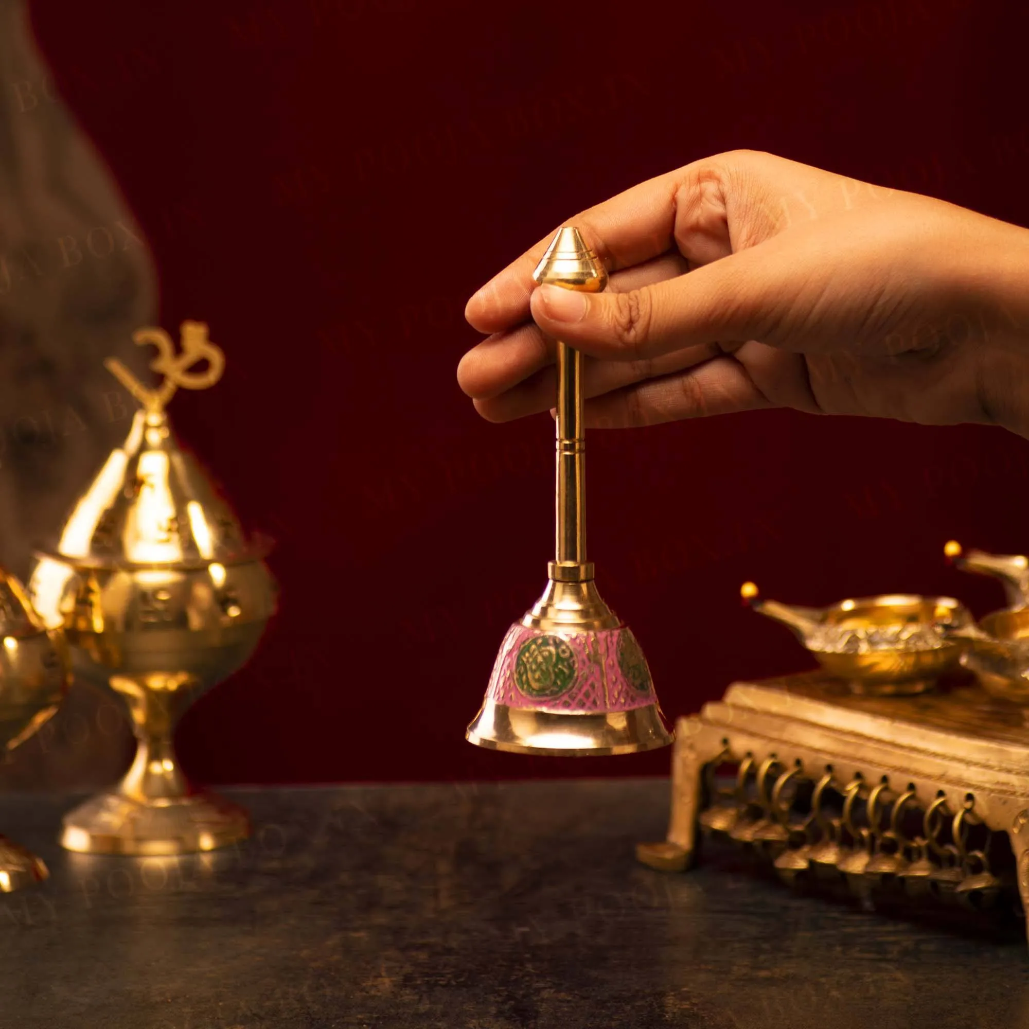 Artistic Om Swastik Brass Pooja Bell