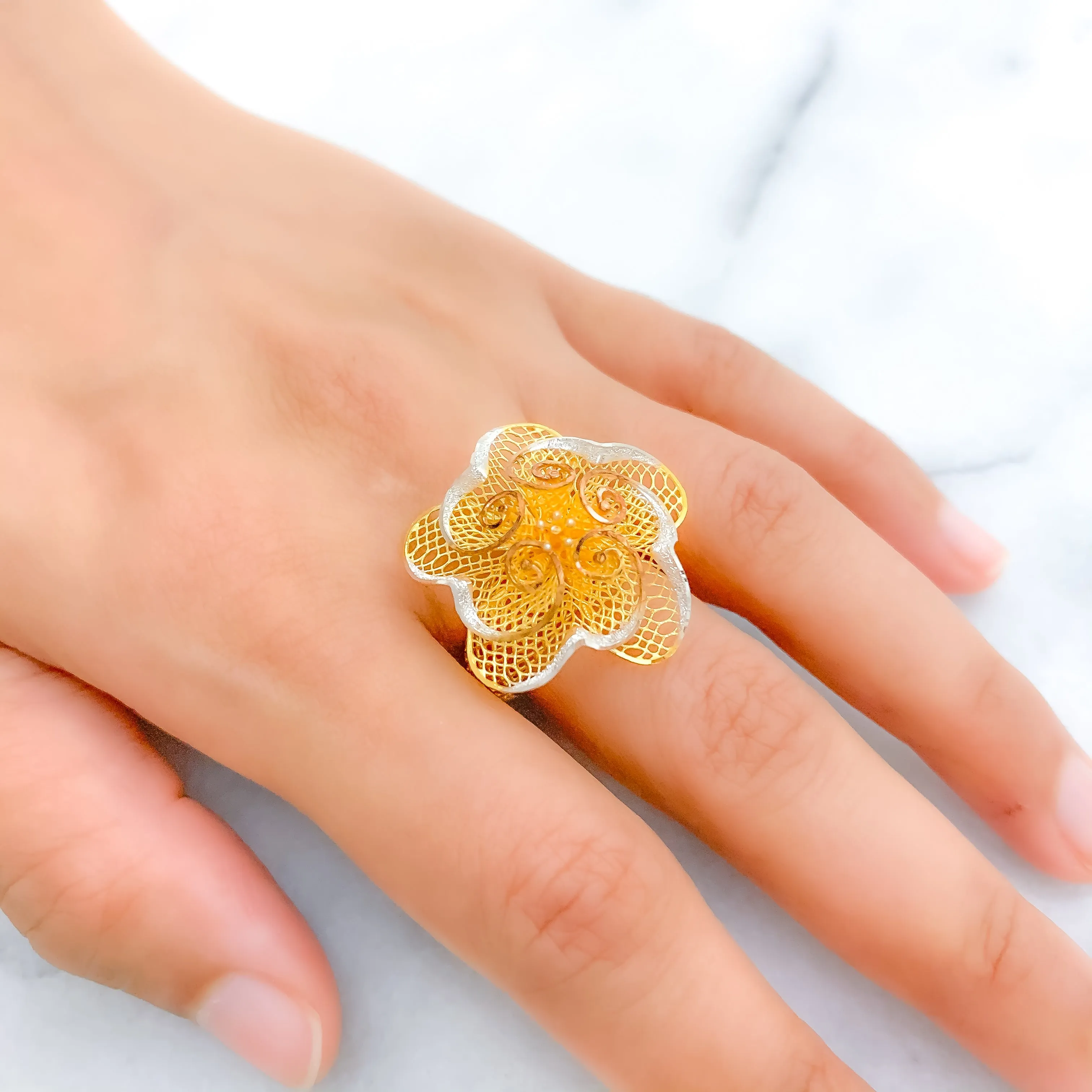 Artistic Spiral Petal Ring