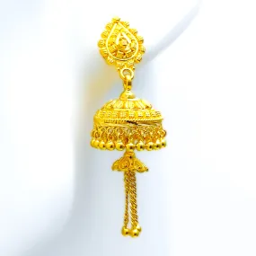 Artistic Tasseled 22k Gold Jhumki Earrings