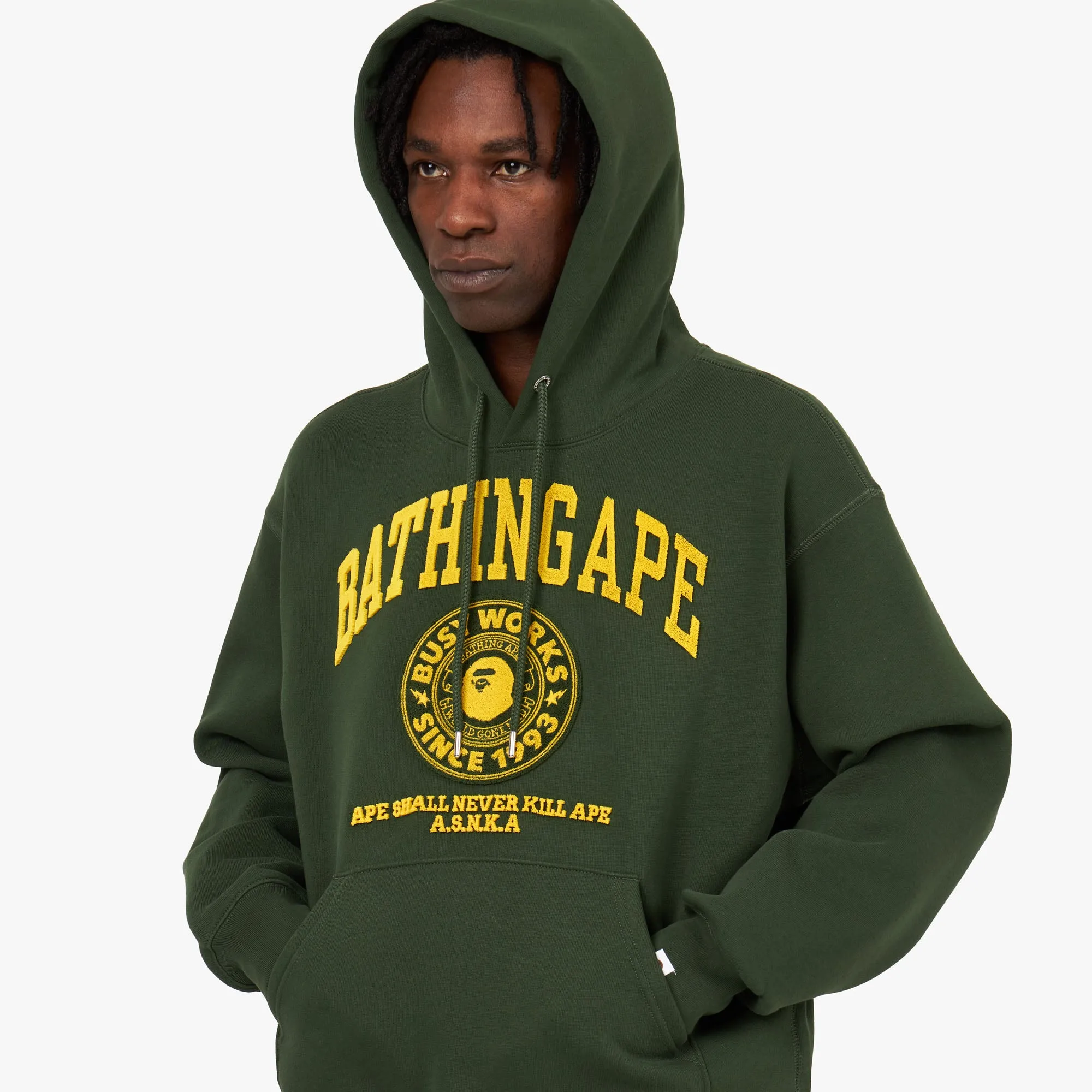 BAPE College Graphic Pullover Hoodie / Green