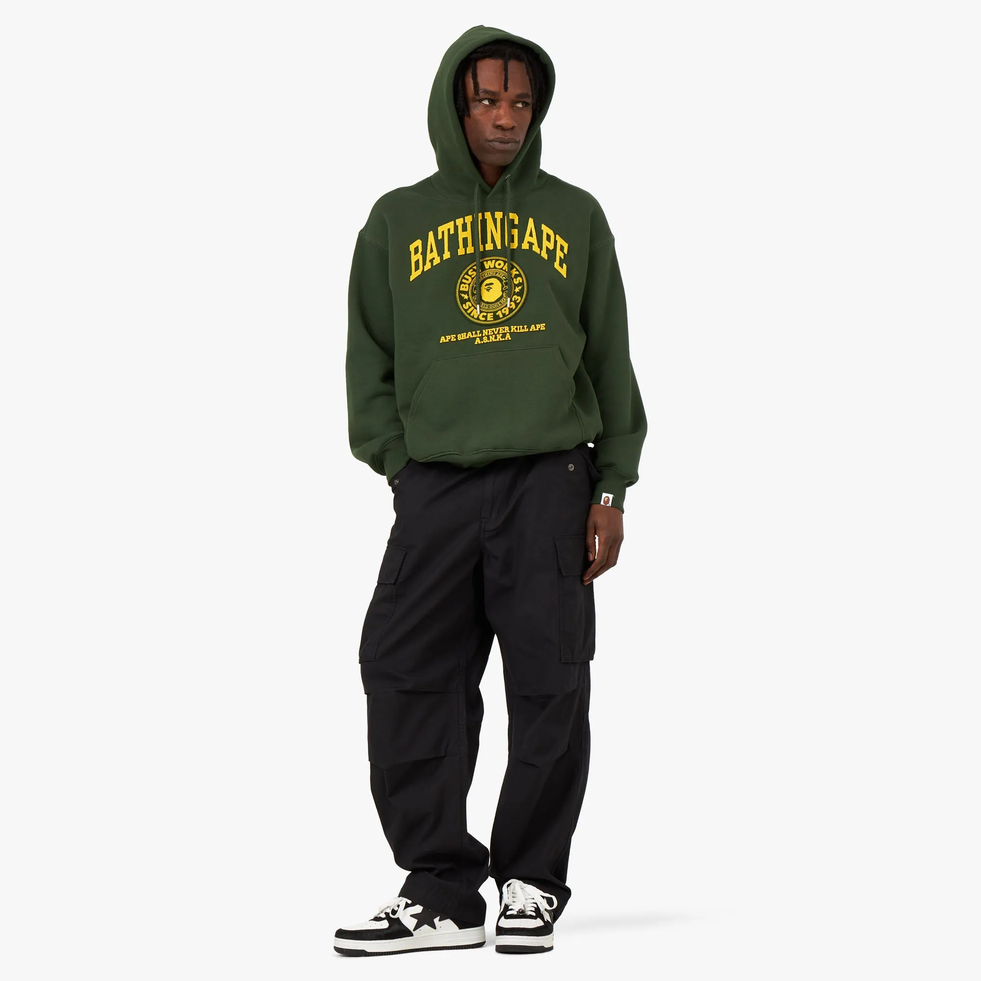 BAPE College Graphic Pullover Hoodie / Green