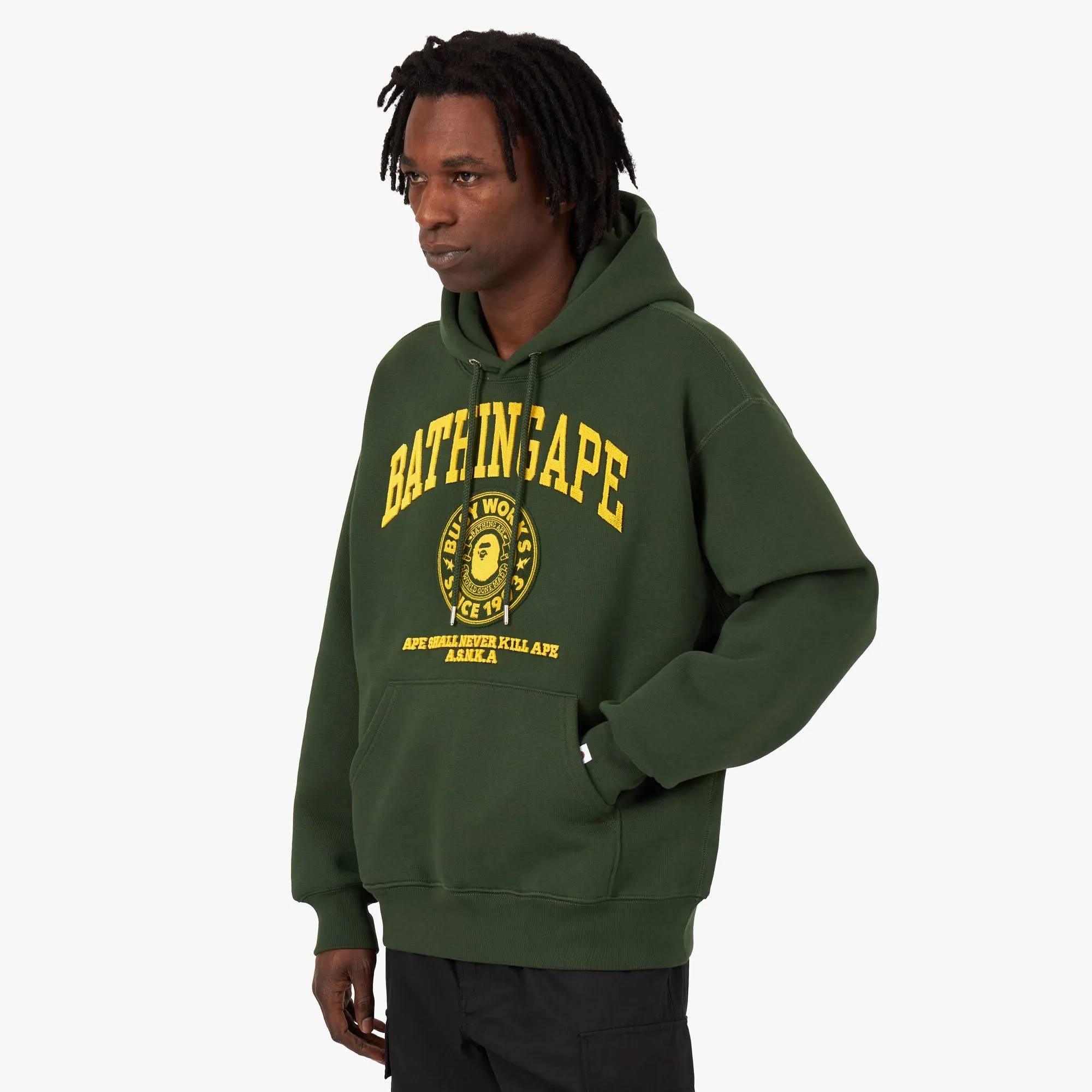 BAPE College Graphic Pullover Hoodie / Green