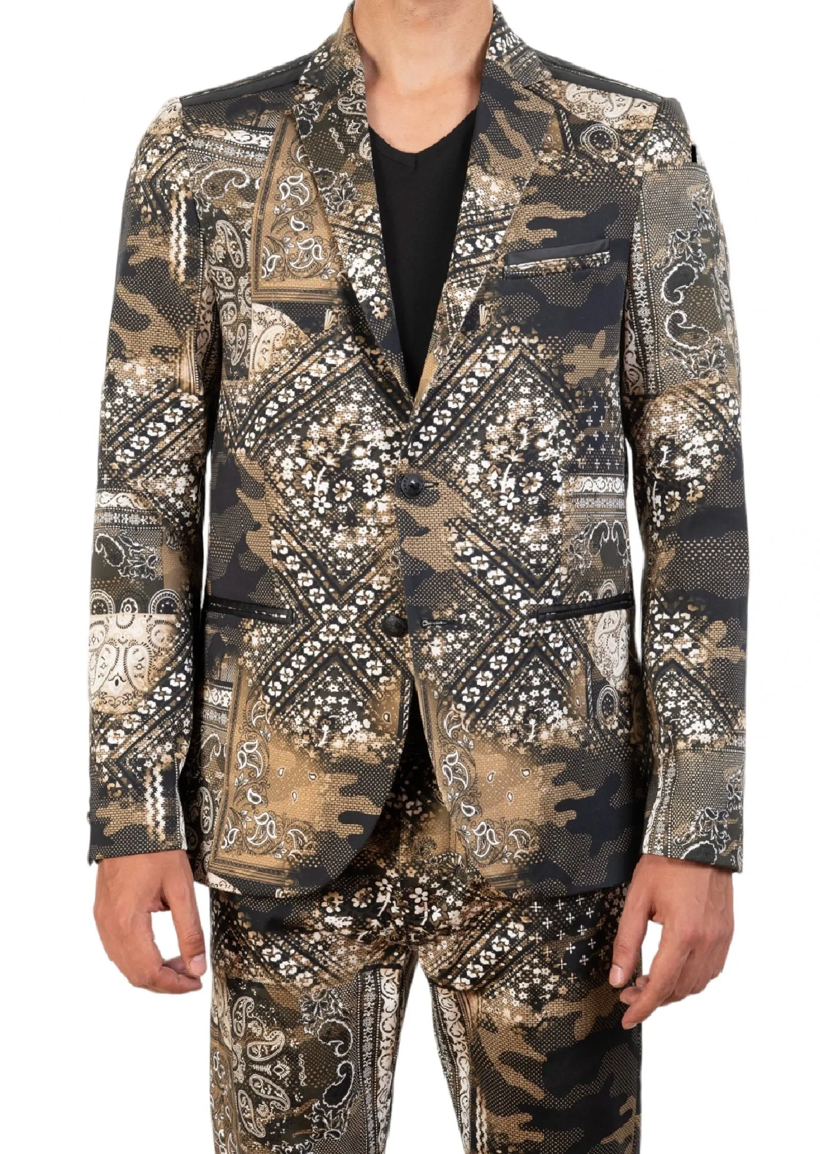 Beige Bandana Camo 2-Pieces Suit