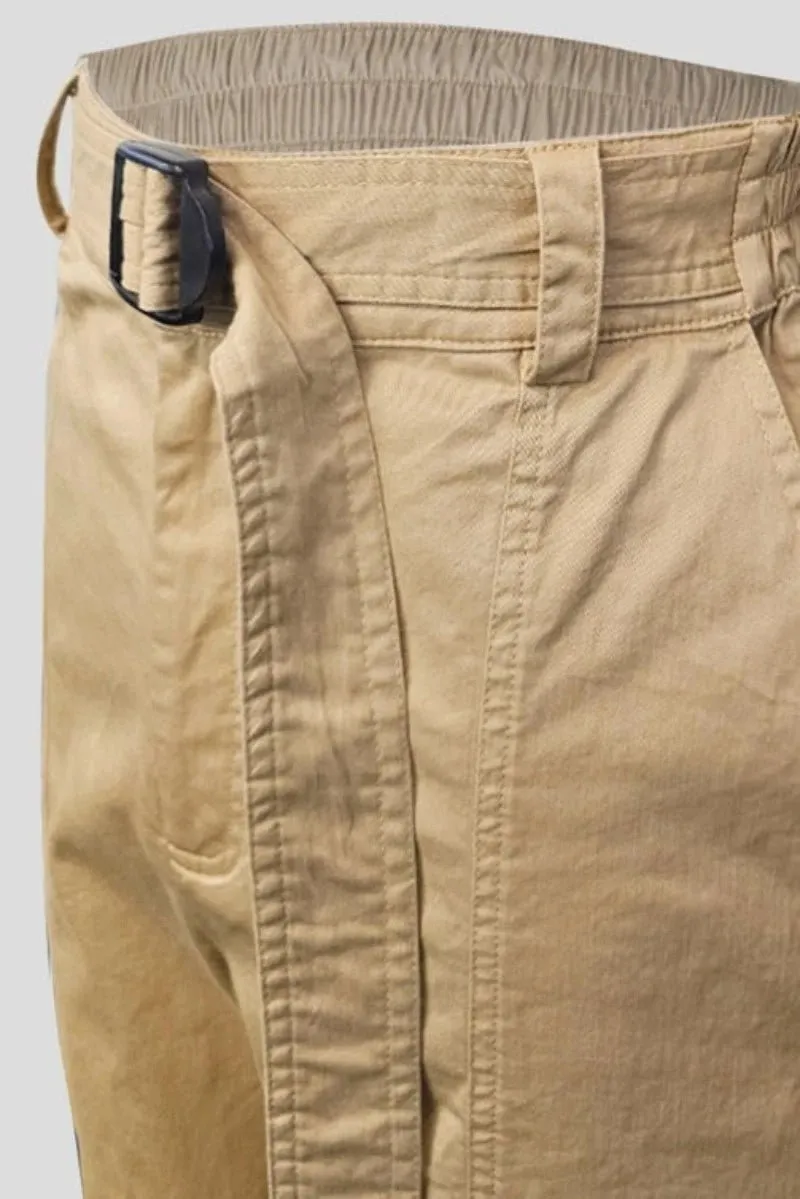 BELTED COTTON CARGO PANTS