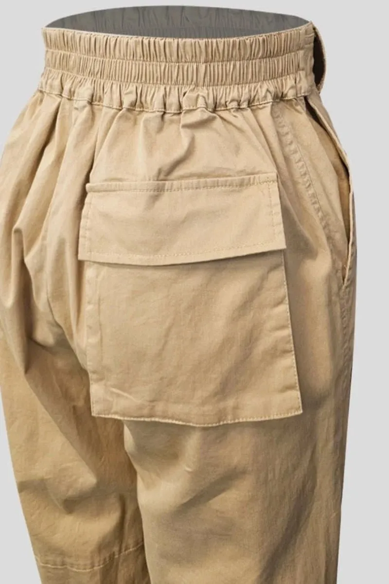 BELTED COTTON CARGO PANTS