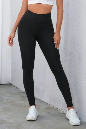 Black High Waist Tummy Control Leggings with Crisscross Detail