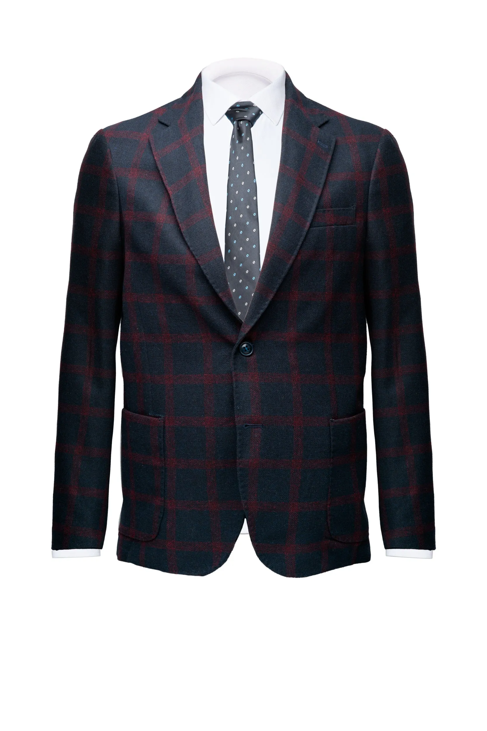 Blue & Burgundy Windowpane