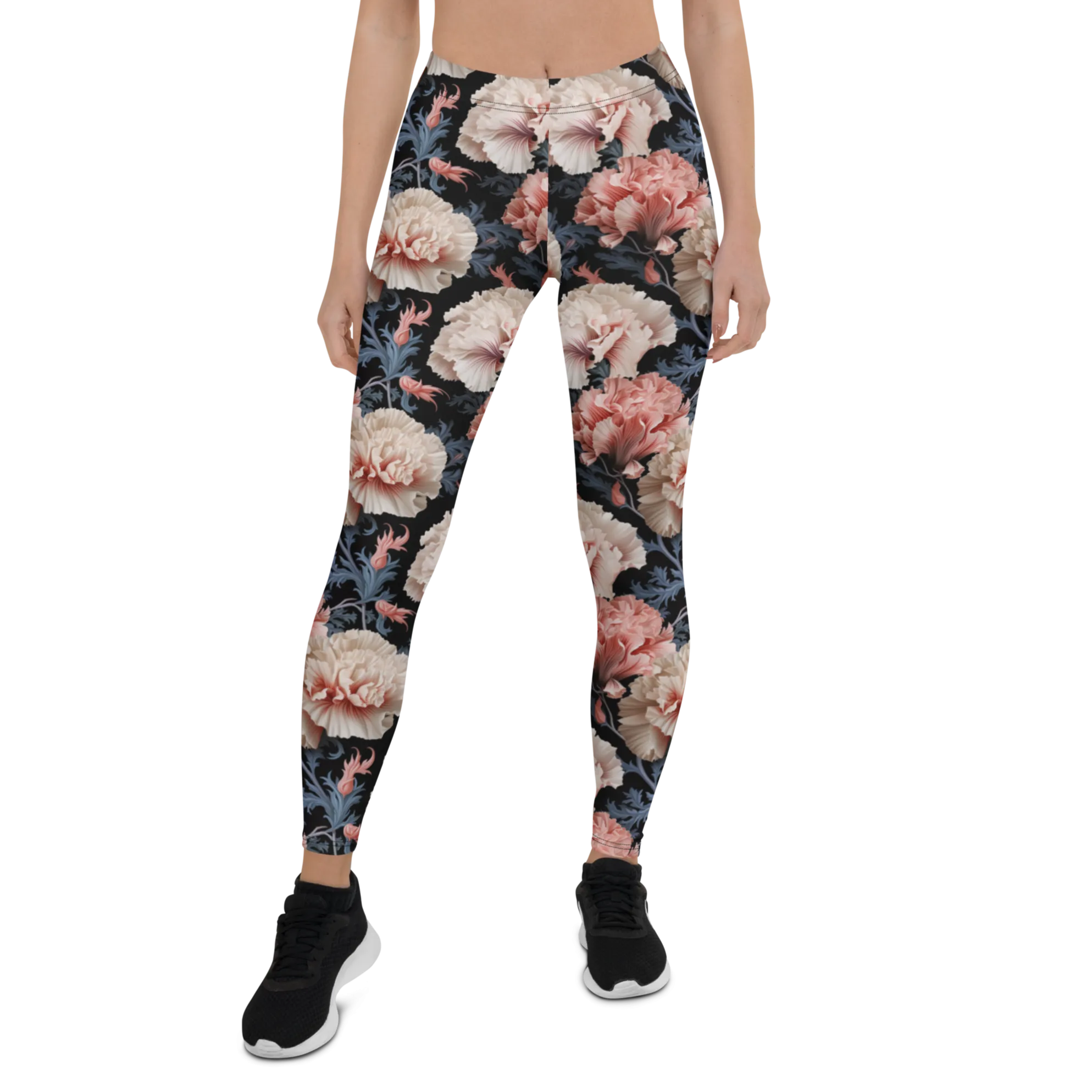 Blue Leaf Carnation Leggings