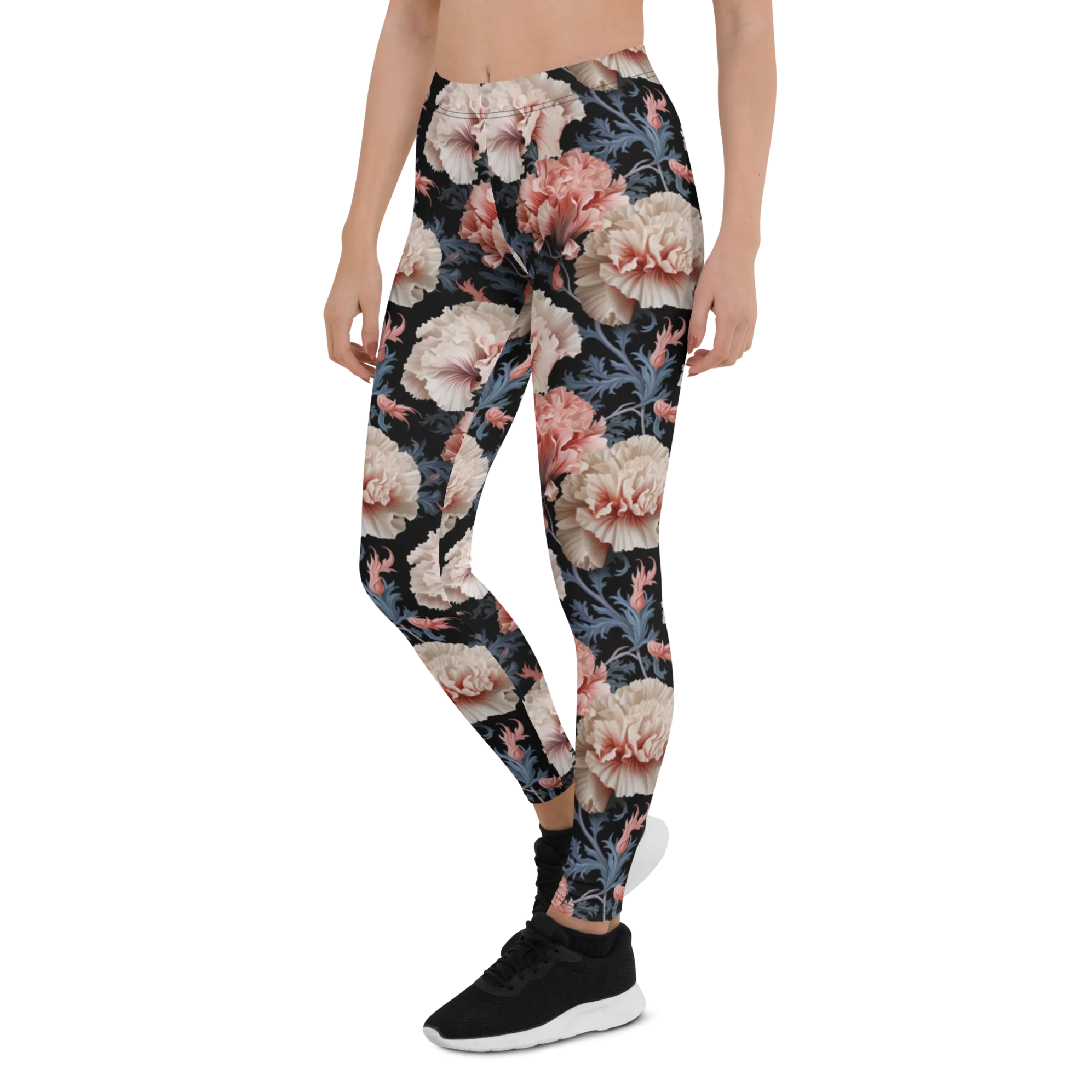 Blue Leaf Carnation Leggings