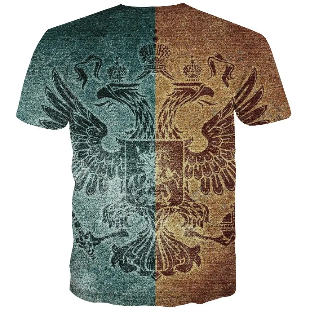 blue-yellow symmetrical totem tshirt Casual special texture Casual different art costume men