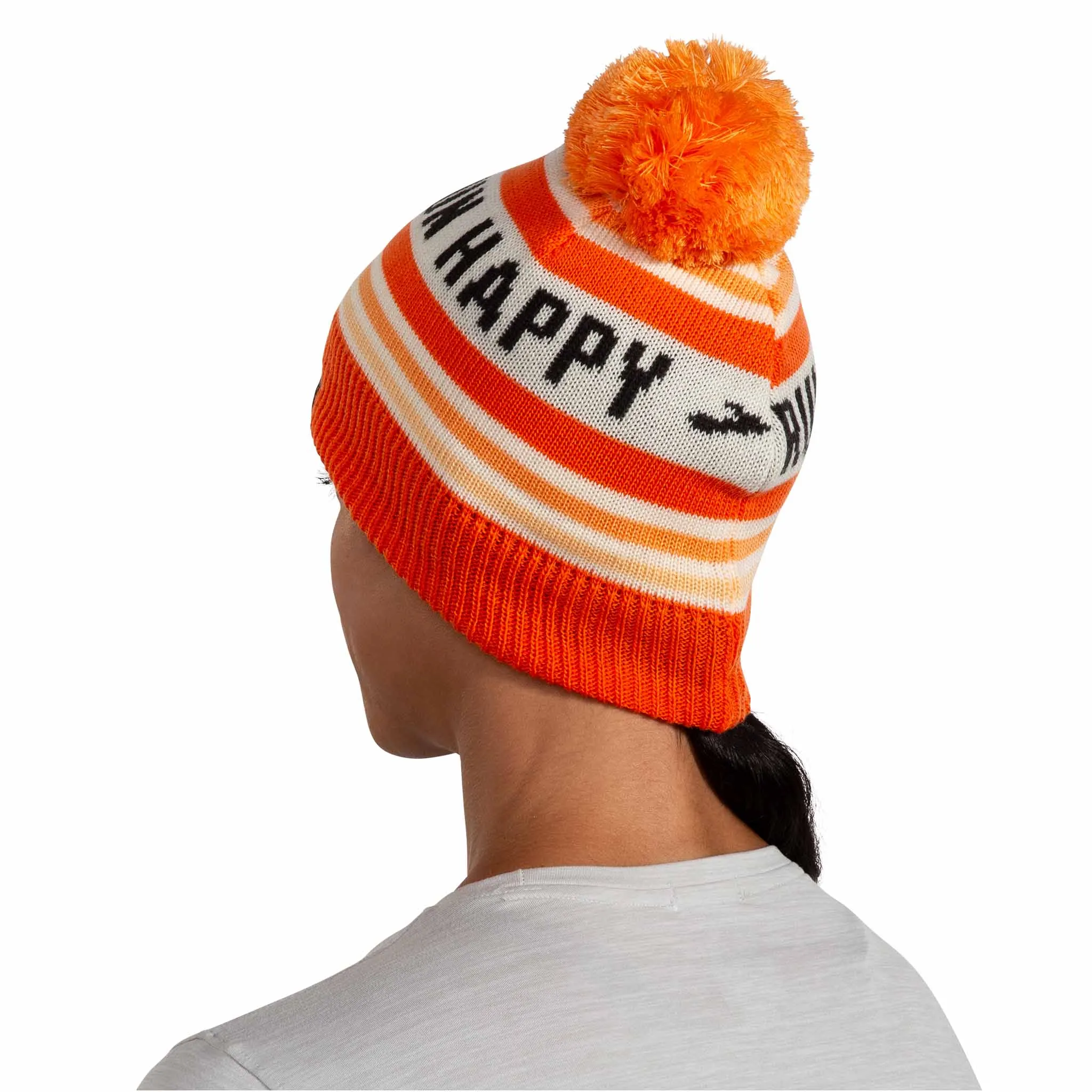 Brooks | Unisex Heritage Pom Beanie - Fluoro Flash Run Happy