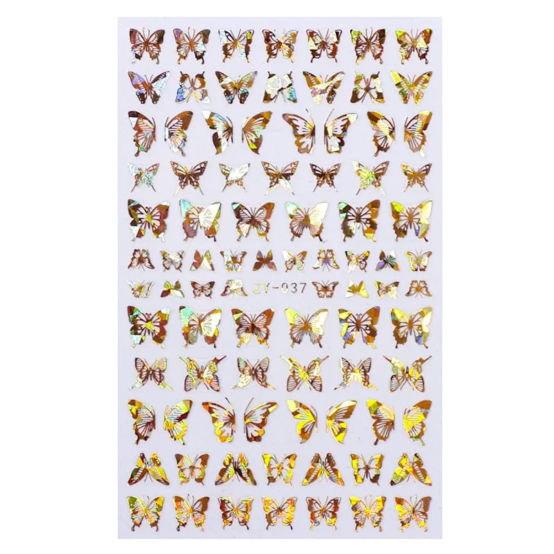 Butterfly Holographic Gold/Silver Nail Art Decoration Stickers