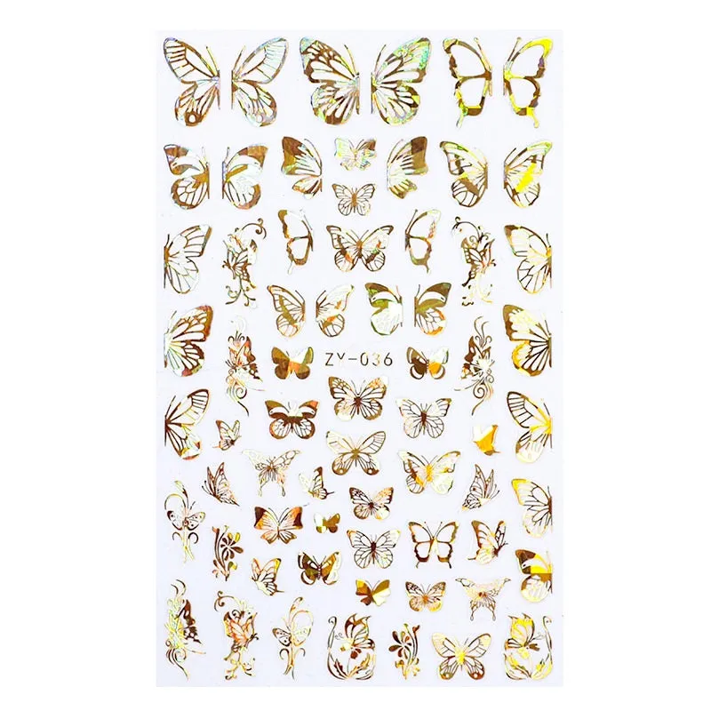 Butterfly Holographic Gold/Silver Nail Art Decoration Stickers