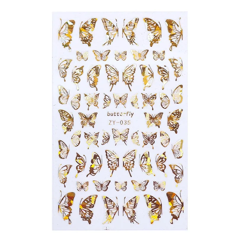 Butterfly Holographic Gold/Silver Nail Art Decoration Stickers