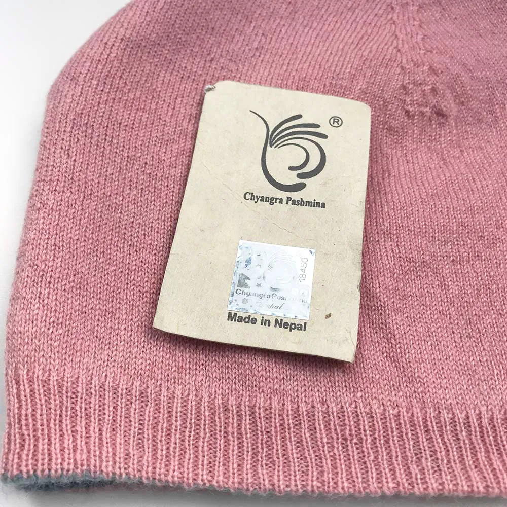 Cashmere Beanie Baby Blue Rose Pink Reversible Elastic