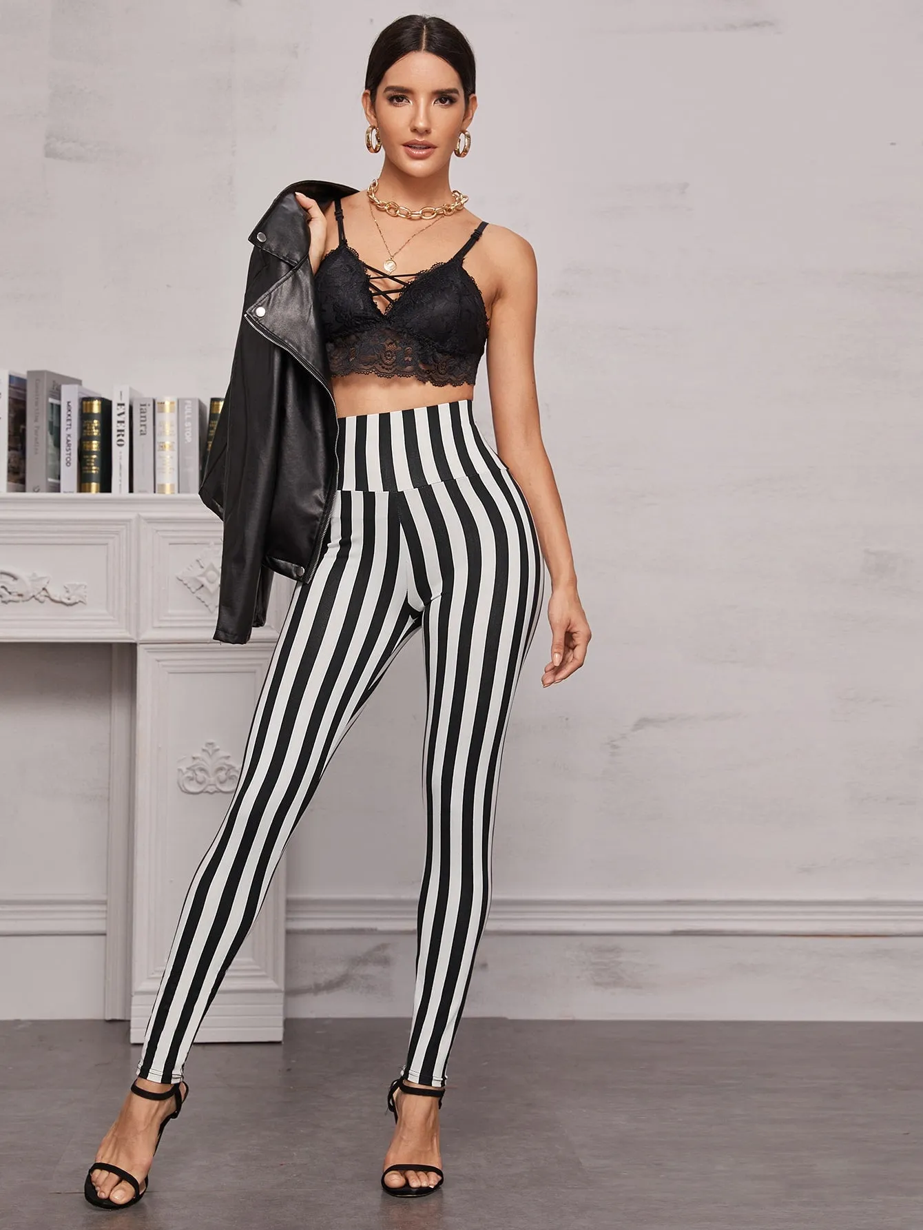 Casual Striped Long Women Leggings