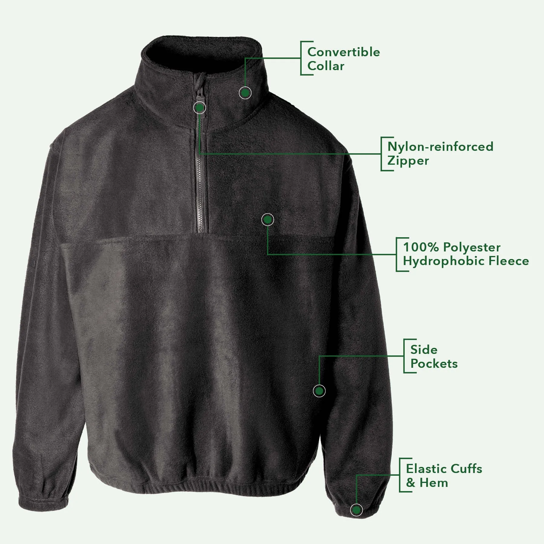 Celtic Clover Knot Embroidered Personalized Fleece 1/4 Zip- Black