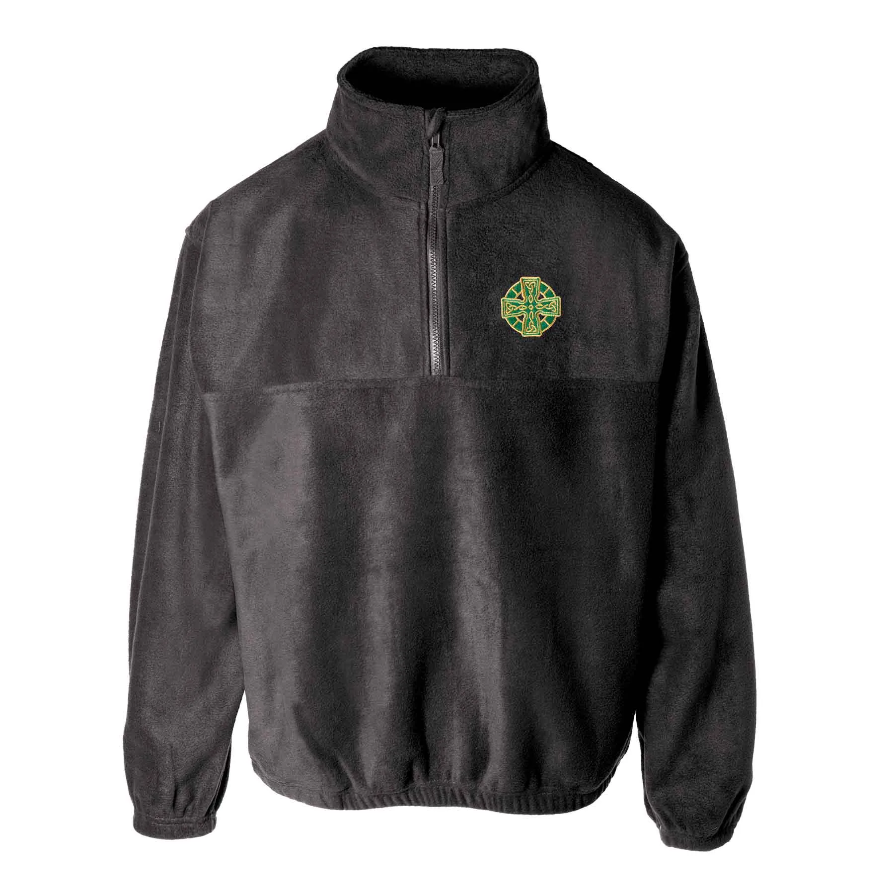 Celtic Cross Embroidered Personalized Fleece 1/4 Zip- Black