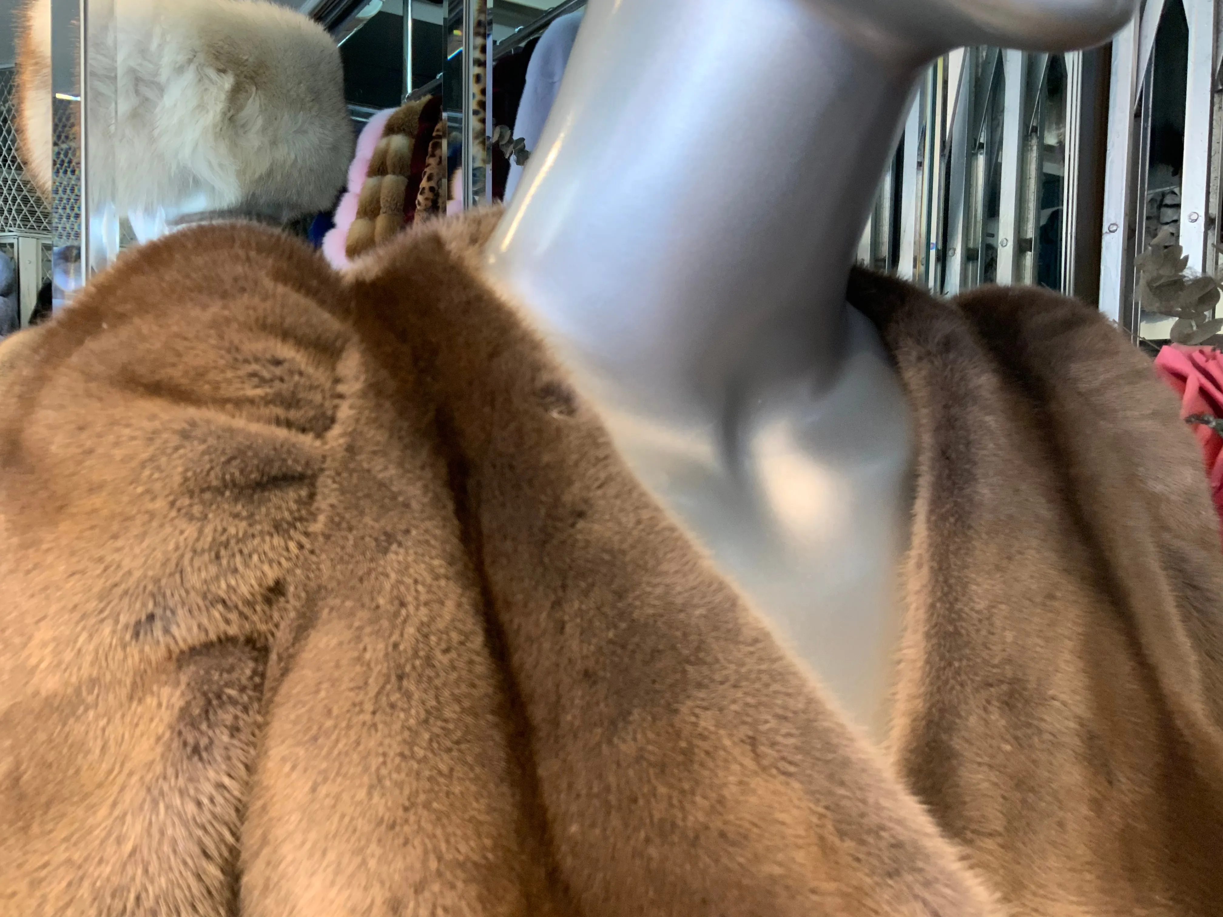 Champagne Taupe Beige Mink Fur Bolero Ruched Shoulders