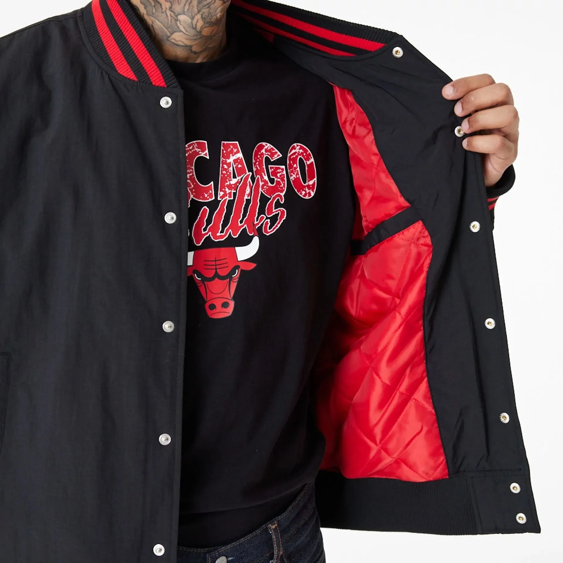 Chicago Bulls Team Script Black Bomber Jacket