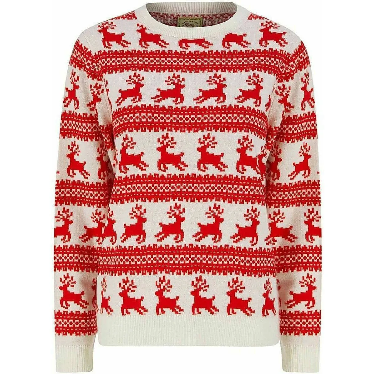 Christmas Leaping Reindeer Print Womens Christmas Jumper