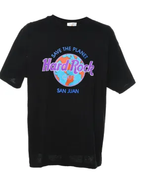 Classic Black Hard Rock Printed T-shirt - XL