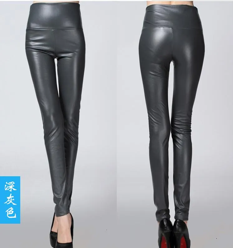 Clearance Thick High Waist Pu Skinny Pencil Slim Leggings