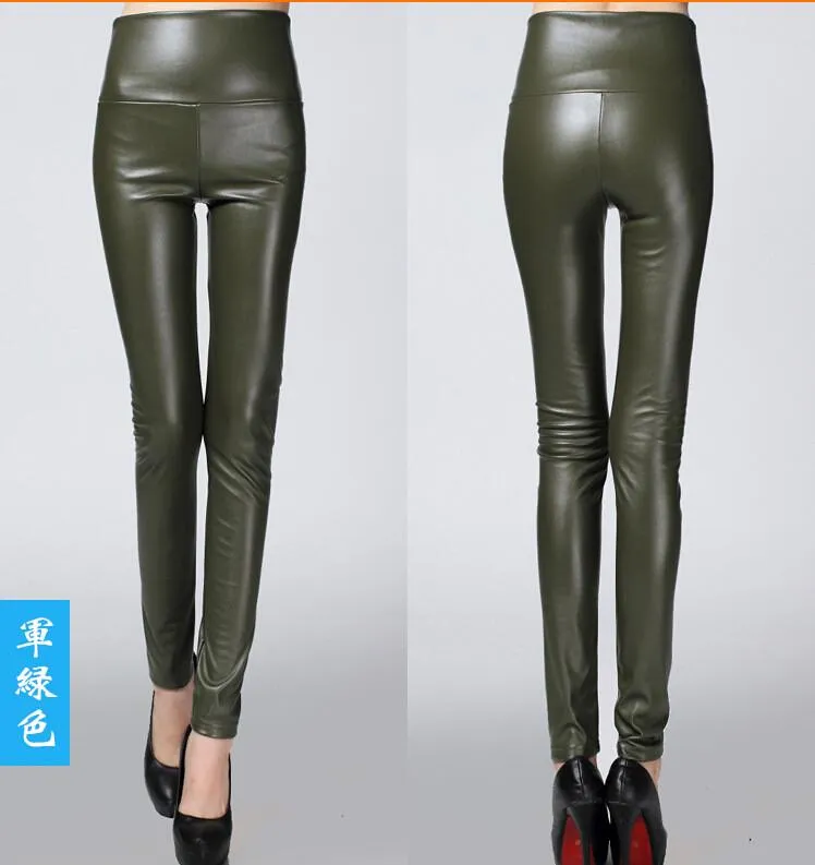 Clearance Thick High Waist Pu Skinny Pencil Slim Leggings