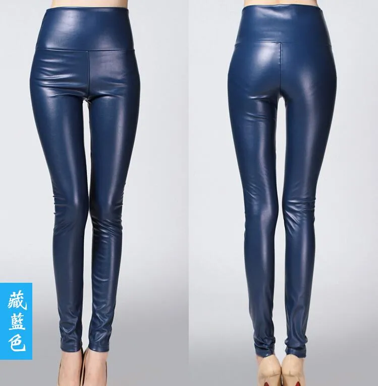 Clearance Thick High Waist Pu Skinny Pencil Slim Leggings