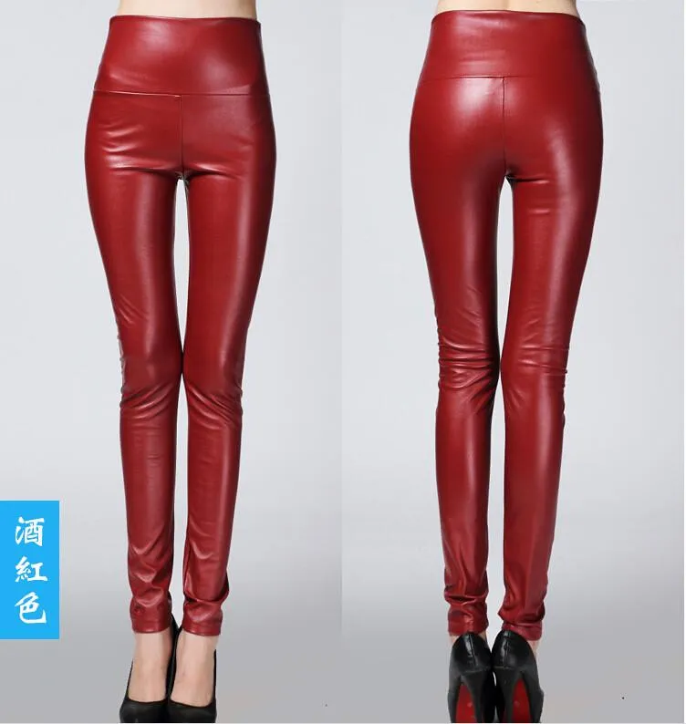 Clearance Thick High Waist Pu Skinny Pencil Slim Leggings