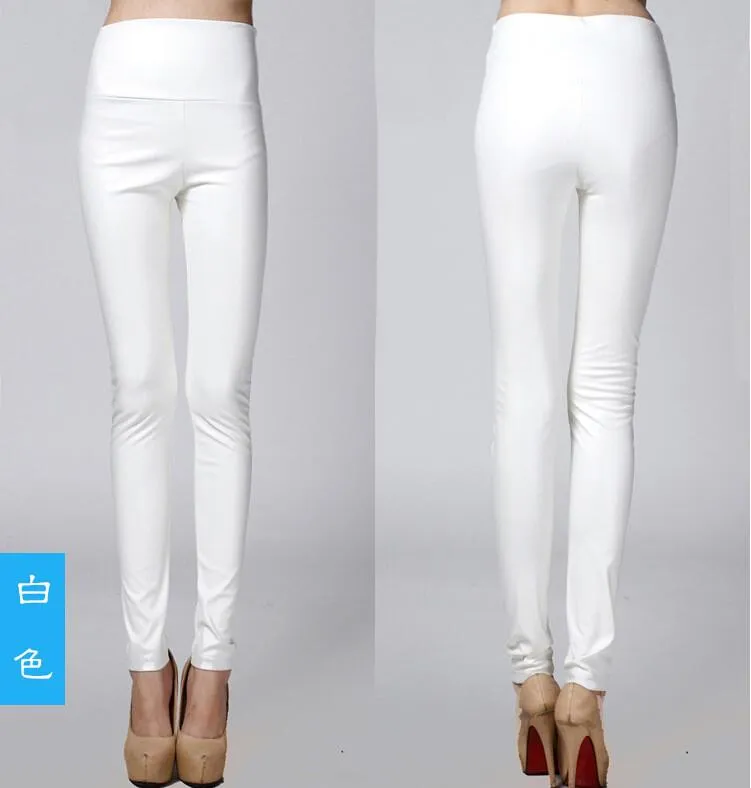 Clearance Thick High Waist Pu Skinny Pencil Slim Leggings