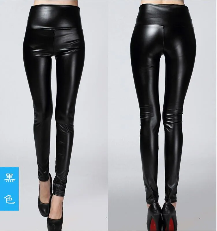 Clearance Thick High Waist Pu Skinny Pencil Slim Leggings