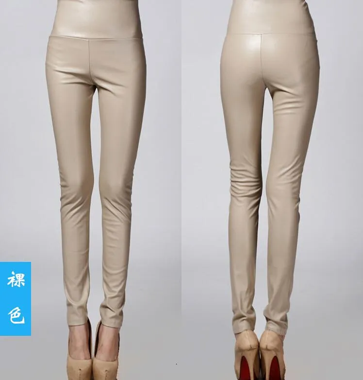 Clearance Thick High Waist Pu Skinny Pencil Slim Leggings