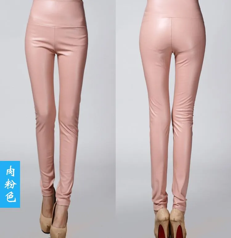 Clearance Thick High Waist Pu Skinny Pencil Slim Leggings