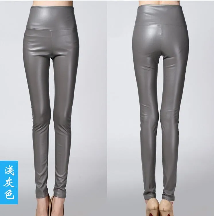 Clearance Thick High Waist Pu Skinny Pencil Slim Leggings