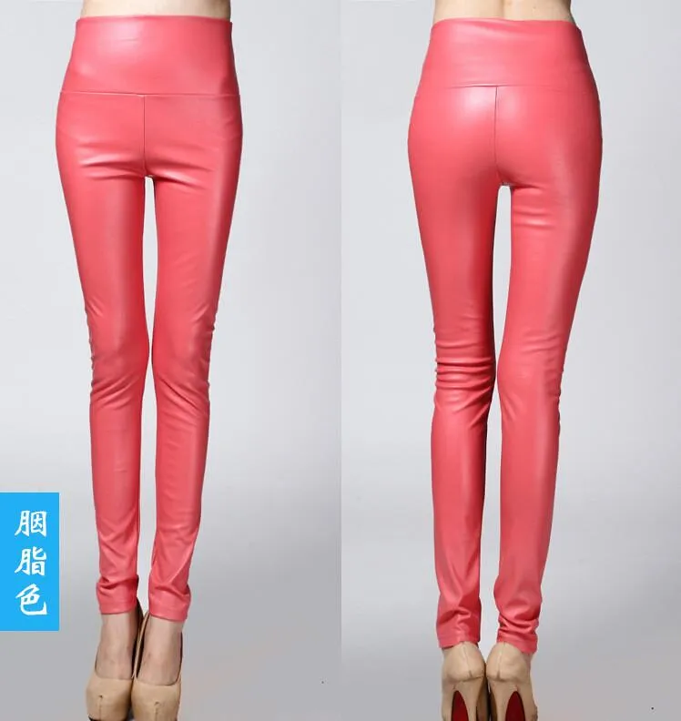 Clearance Thick High Waist Pu Skinny Pencil Slim Leggings